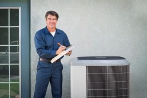 HVAC system with technician